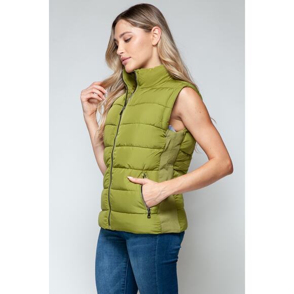 SNOBBISH Green Zip Up Turtleneck Puffer Vest Full Zip Pockets New Fall Winter - Picture 7 of 9